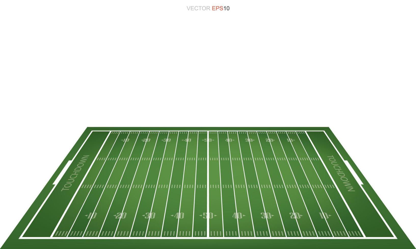 terrain de football américain avec zone de motif de ligne pour le fond. vues en perspective du terrain de football. vecteur. vecteur