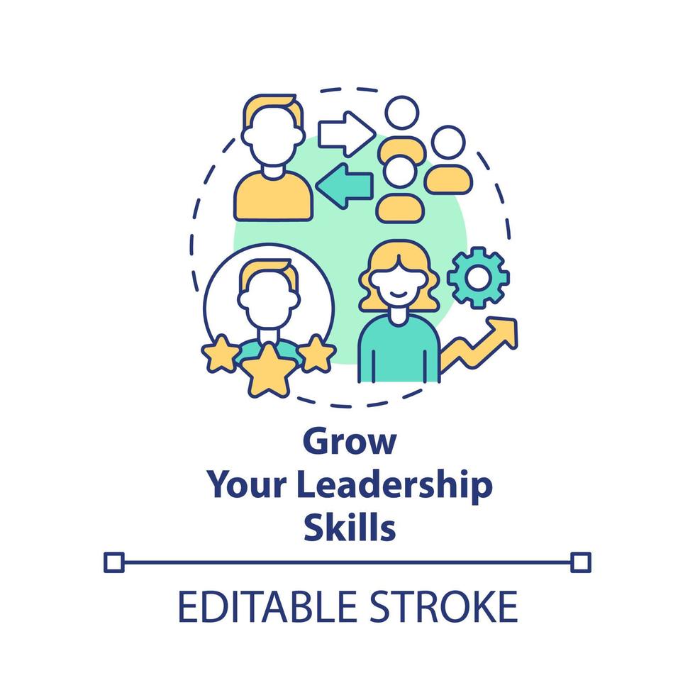 développer l'icône de concept de compétences en leadership. devenir une illustration de ligne mince d'idée abstraite de cours d'entraîneur certifié. la gestion. dessin de contour isolé. trait modifiable. vecteur