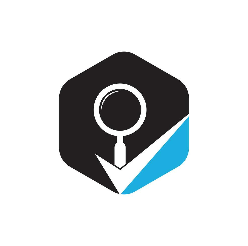conception de logo de vérification et de loupe. loupe logo coche vecteur. meilleure icône de logo de recherche vecteur