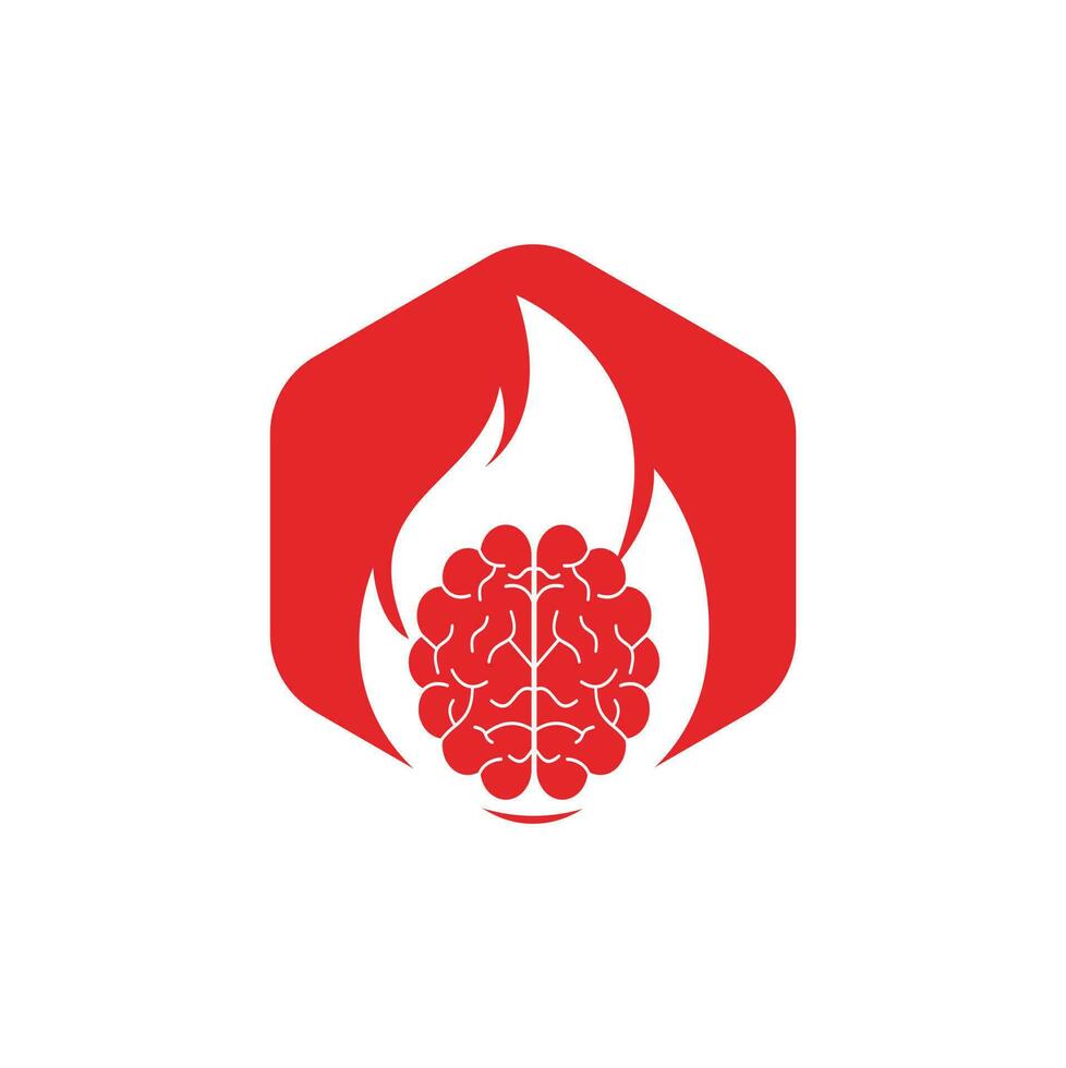 création de logo vectoriel de cerveau de feu.