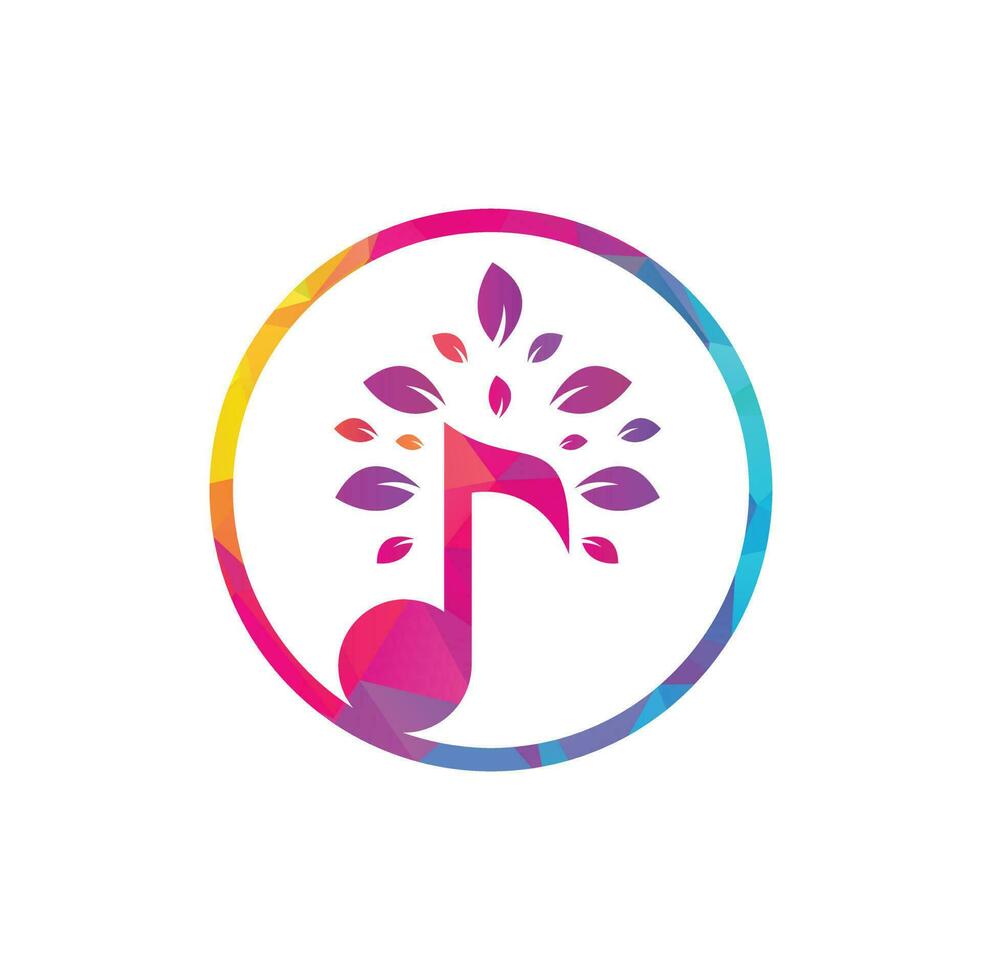 création de logo d'arbre de musique. musique et symbole ou icône écologique. l'icône de note de musique se combine avec l'icône de forme d'arbre vecteur