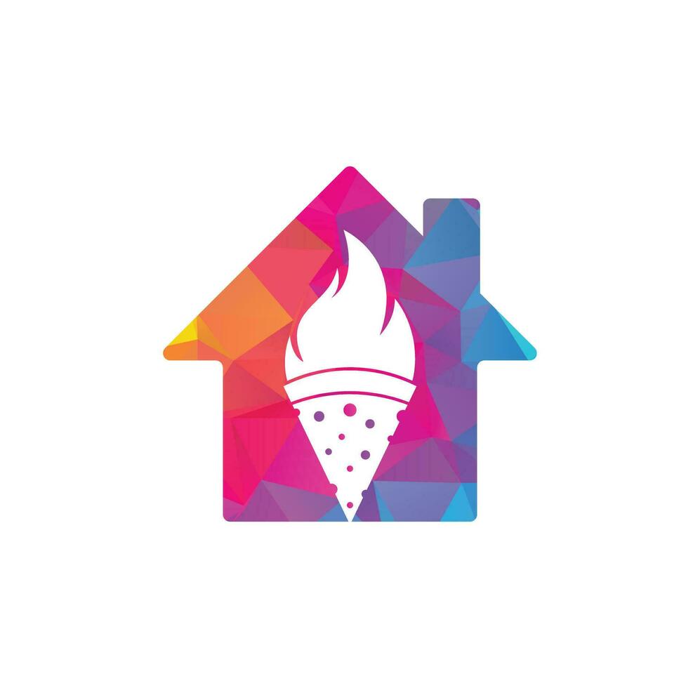 modèle de conception de logo de concept de forme de maison de pizza chaude. modèle de vecteur vintage rétro hipster de logo de pizza chaude.
