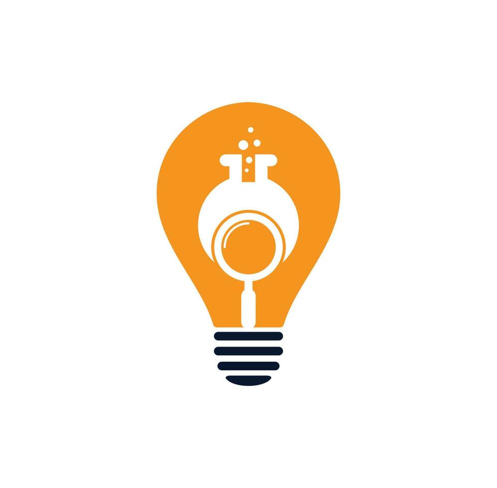 conception de logo de concept de forme d'ampoule de laboratoire de recherche. trouver le modèle de vecteur de conception de logo de laboratoire. conception d'icône de logo de recherche de laboratoire.