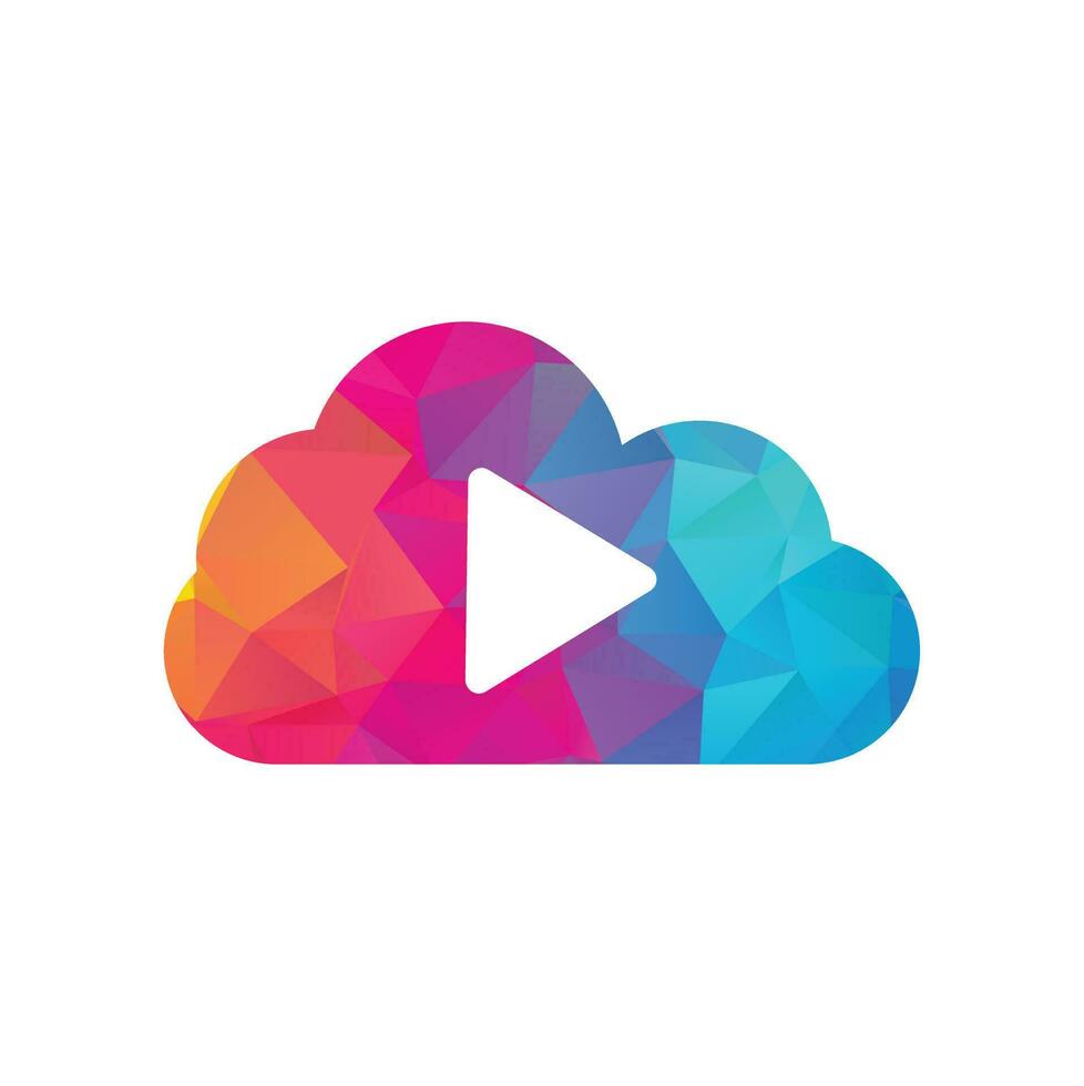 modèle de conception de logo de nuage vidéo. modèle de logo multimédia de lecture en nuage. vecteur