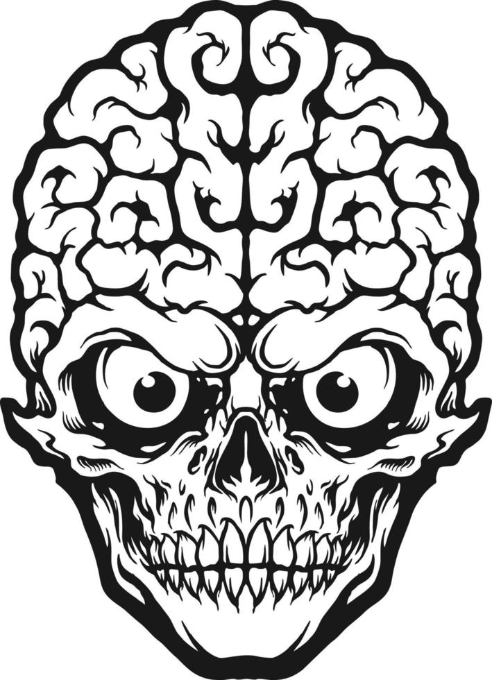 tête crâne cerveau mascotte silhouette illustrations vectorielles pour votre logo de travail, t-shirt de marchandise mascotte, autocollants et conceptions d'étiquettes, affiche, cartes de voeux publicité entreprise ou marques. vecteur