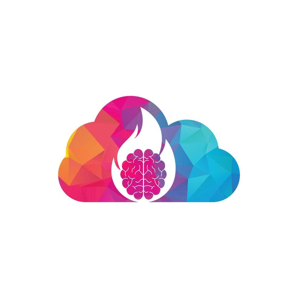 modèle de conception de logo vectoriel de concept de forme de nuage de cerveau de feu.