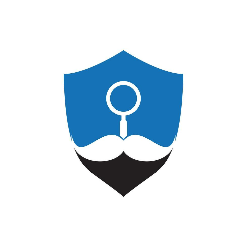 modèle de conception de logo de moustache de recherche. moustache et loupe pour un logo d'espion détective. vecteur