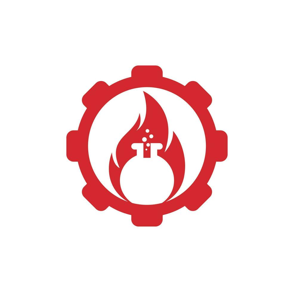 modèle de conception de logo de concept de forme d'engrenage de laboratoire d'incendie. combinaison de logo de laboratoire et d'incendie. vecteur