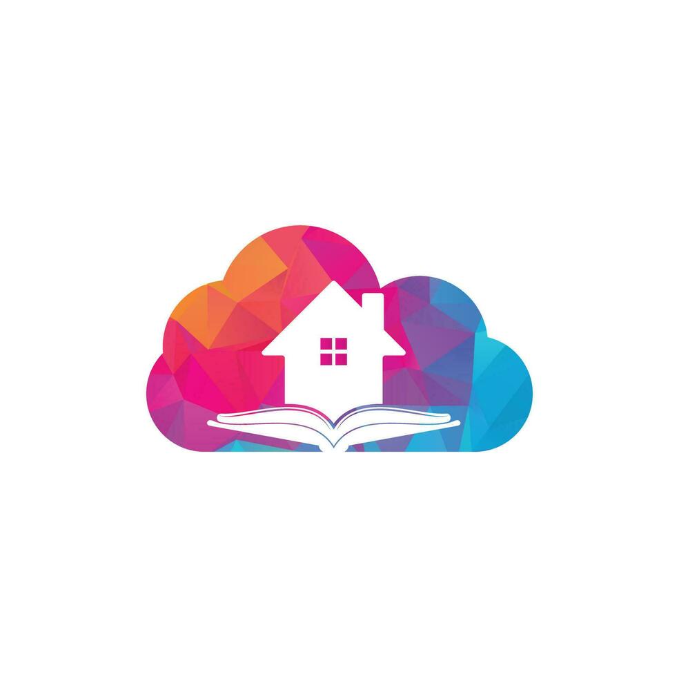 modèle de conception de logo de concept de forme de nuage de maison de livre. icône de vecteur de logo de maison et de livre.