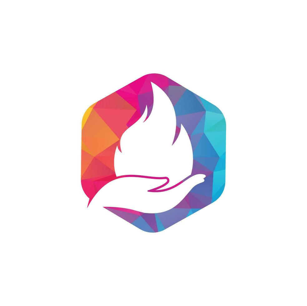 concept de conception de logo vectoriel de soins incendie. création de logo icône main et feu.