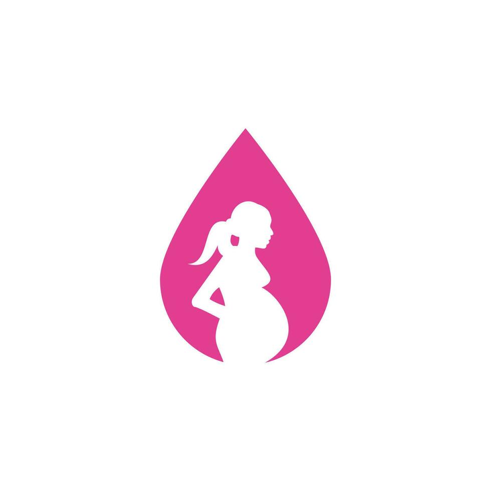 logo en forme de goutte de femme enceinte. modèle d'icône de vecteur de femmes enceintes