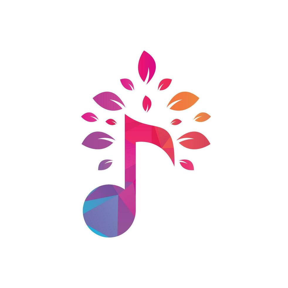création de logo d'arbre de musique. musique et symbole ou icône écologique. l'icône de note de musique se combine avec l'icône de forme d'arbre vecteur
