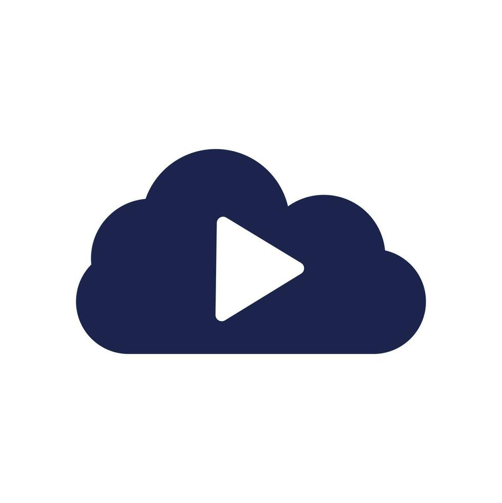 modèle de conception de logo de nuage vidéo. modèle de logo multimédia de lecture en nuage. vecteur