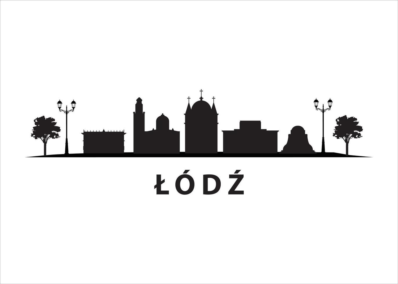 lodz skyline ville paysage en pologne silhouette graphique vectoriel