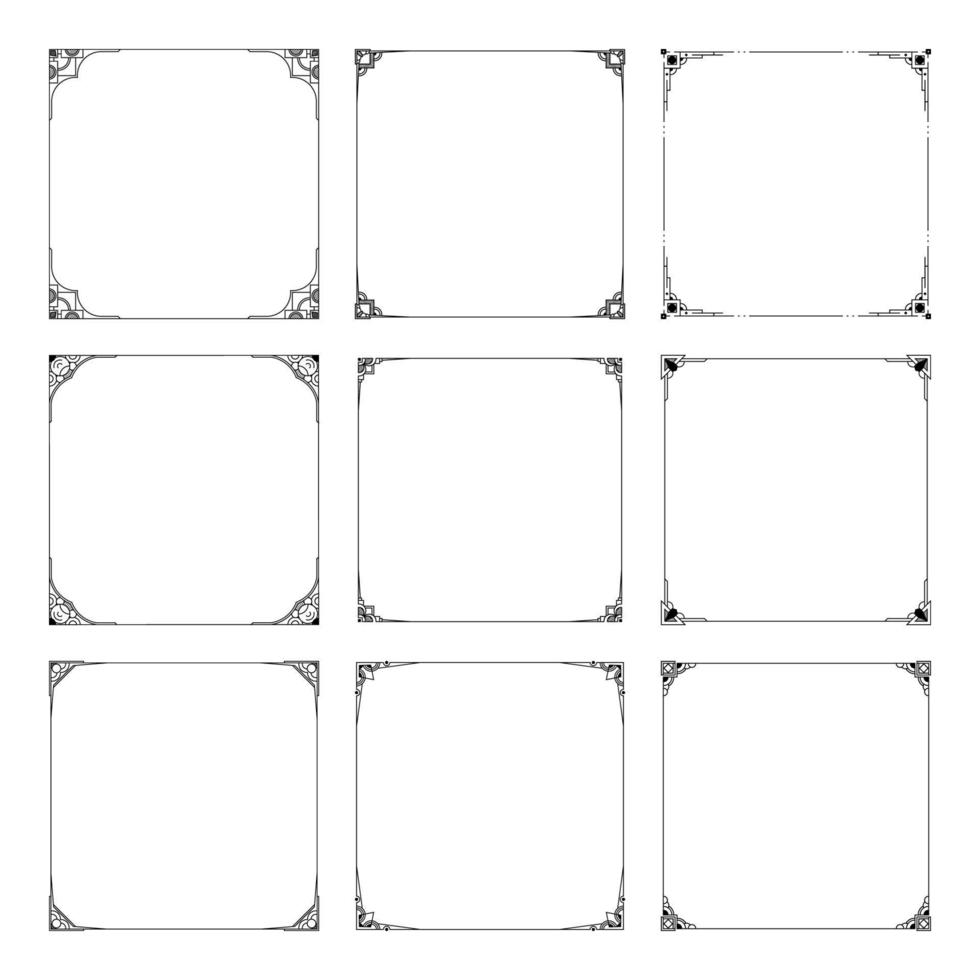 ensemble de bordure carrée élégante vecteur