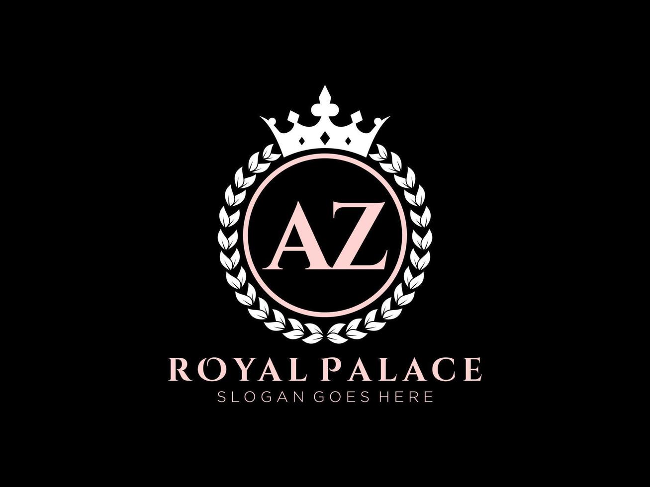 lettre az logo victorien de luxe royal antique avec cadre ornemental. vecteur