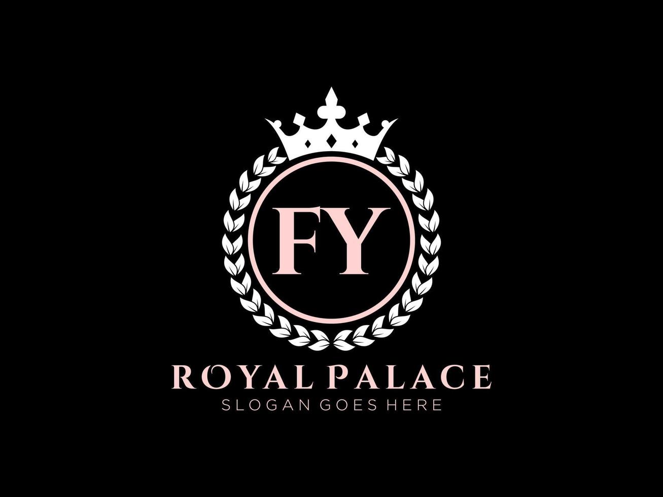 lettre fy logo victorien de luxe royal antique avec cadre ornemental. vecteur