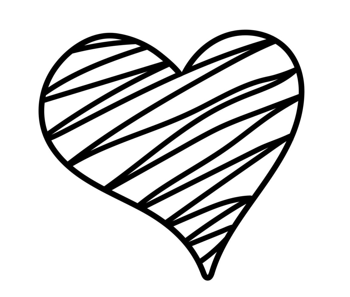 coeur dessiné à la main isolé sur fond blanc vecteur
