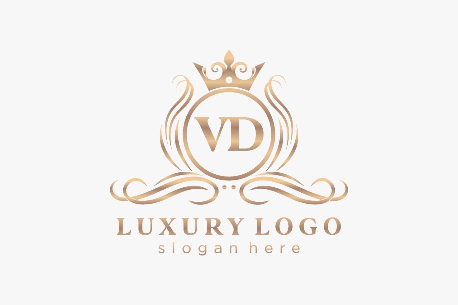 modèle de logo de luxe royal de lettre vd initiale dans l'art vectoriel pour le restaurant, la royauté, la boutique, le café, l'hôtel, l'héraldique, les bijoux, la mode et d'autres illustrations vectorielles.