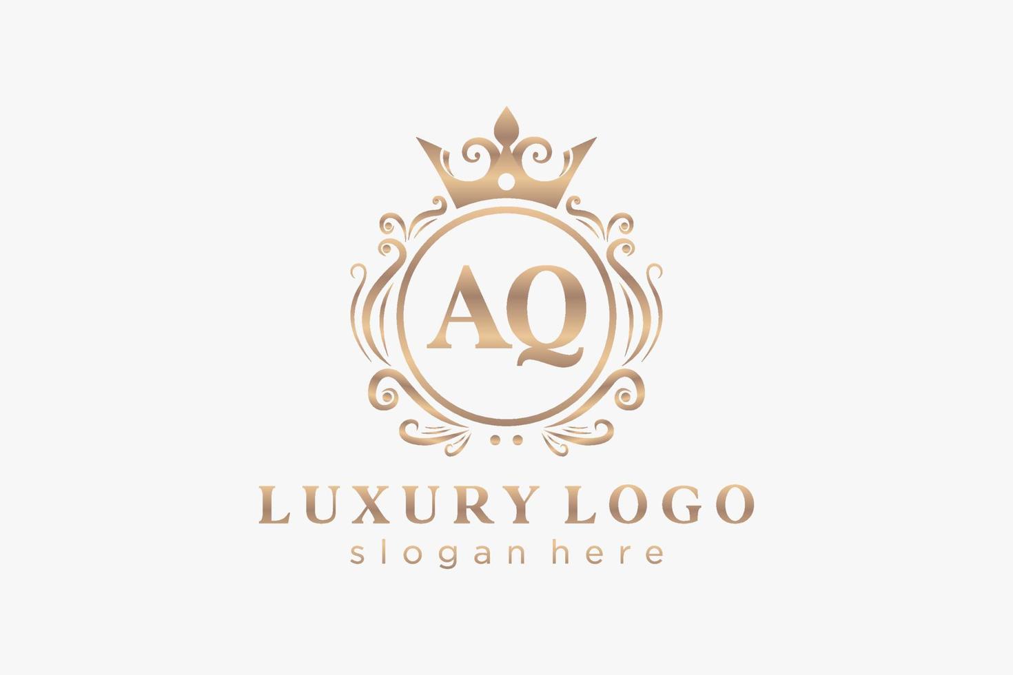 modèle initial de logo de luxe royal de lettre aq dans l'art vectoriel pour le restaurant, la royauté, la boutique, le café, l'hôtel, l'héraldique, les bijoux, la mode et d'autres illustrations vectorielles.