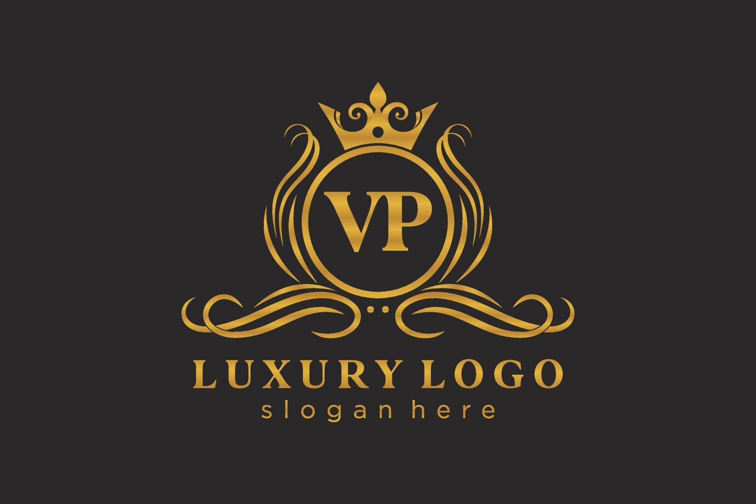 modèle initial de logo de luxe royal de lettre vp dans l'art vectoriel pour le restaurant, la royauté, la boutique, le café, l'hôtel, l'héraldique, les bijoux, la mode et d'autres illustrations vectorielles.