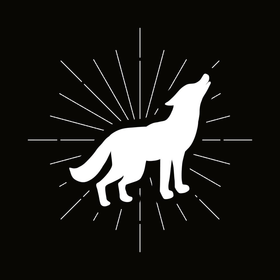 silhouette de loup hurlant rétro vecteur
