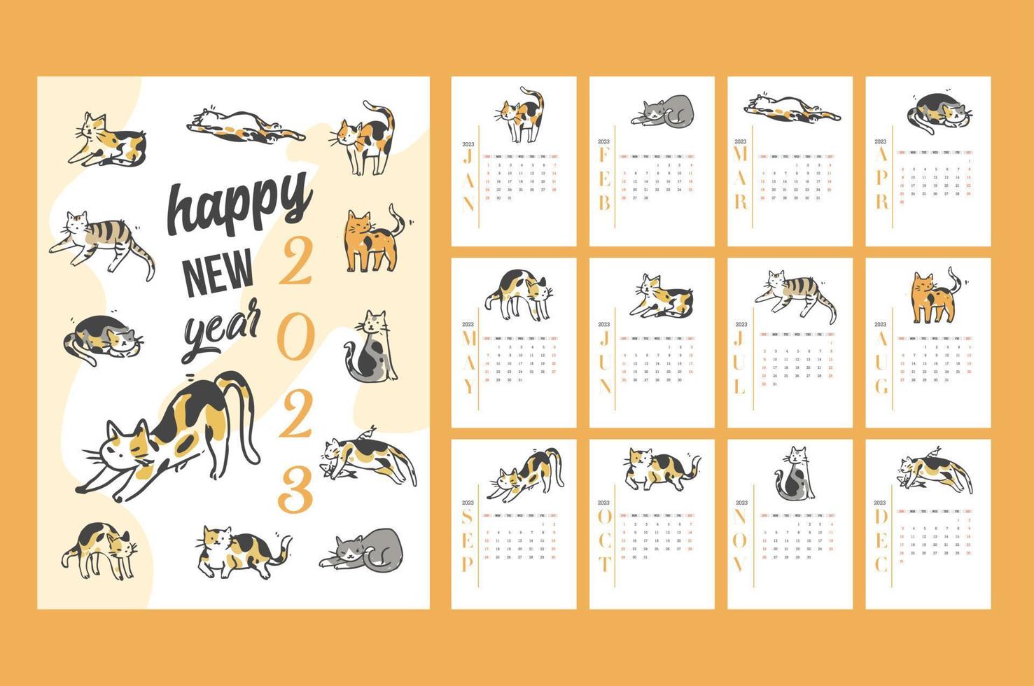 joli calendrier 2023 avec animal de compagnie pour enfants. peut