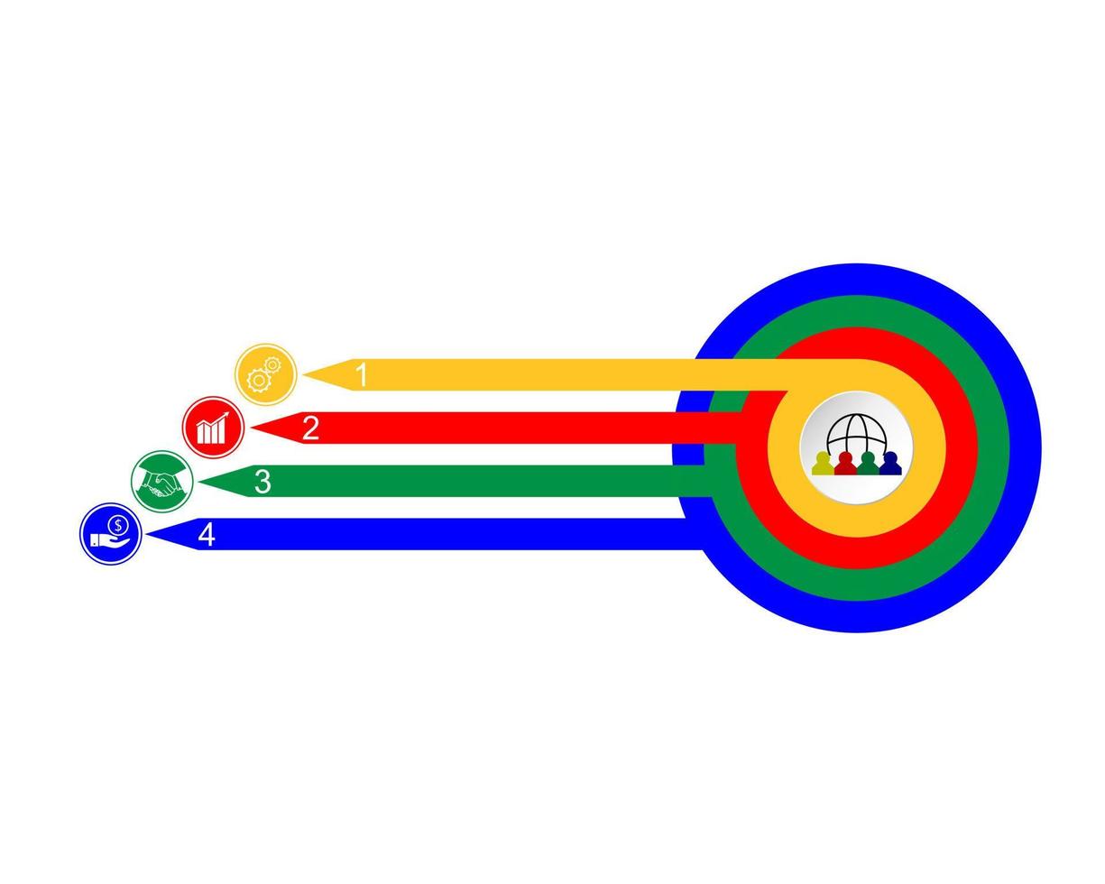 cercles et flèches de différentes couleurs de signes et de chiffres vecteur