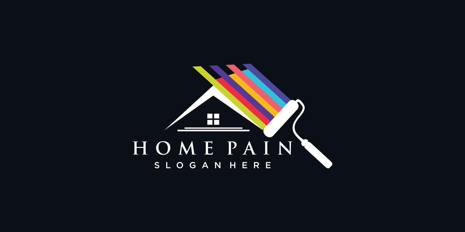 création de logo de maison de peinture avec vecteur premium de concept créatif