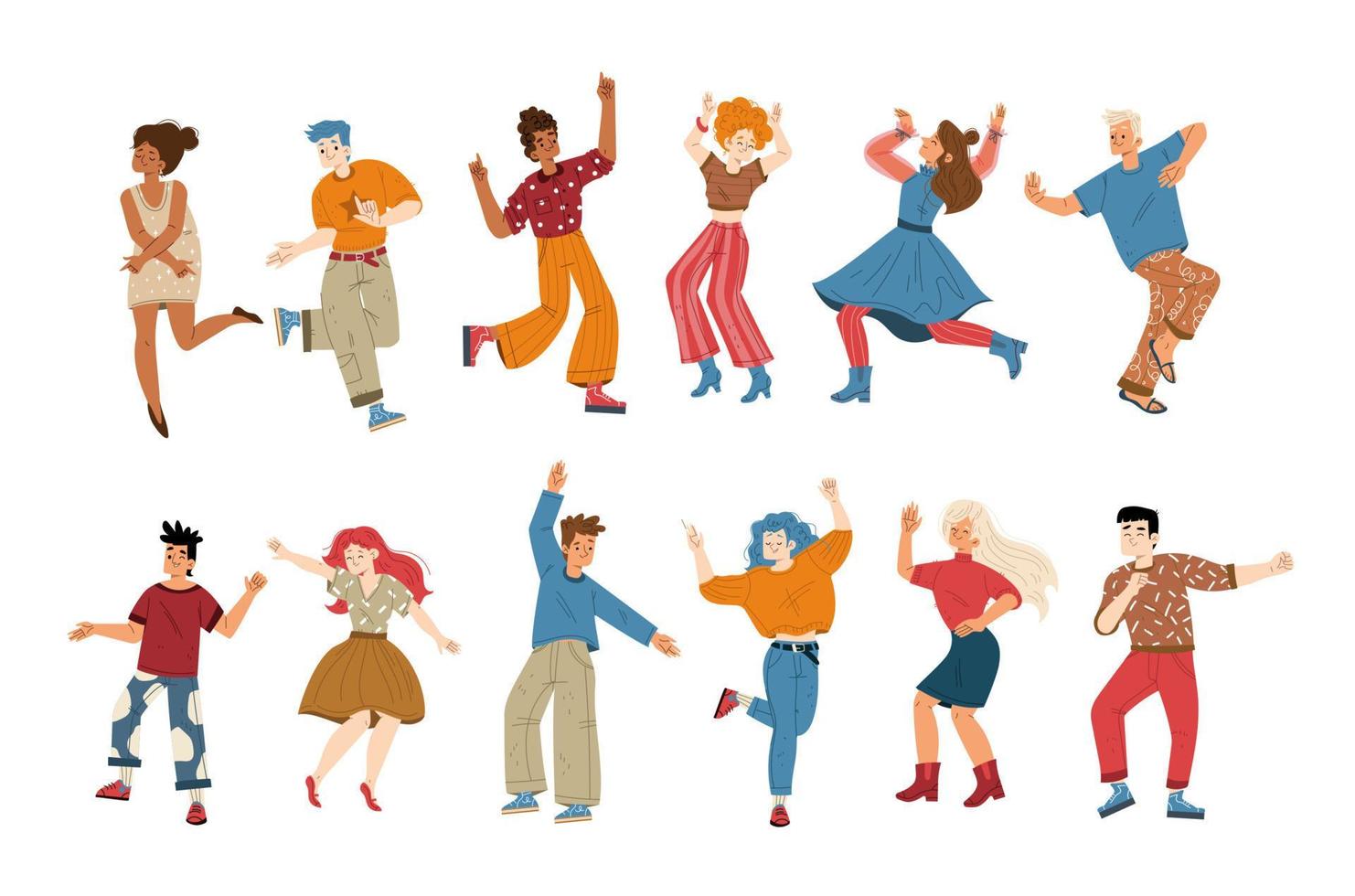 les gens écoutent de la musique et de la danse, des personnages en fête vecteur