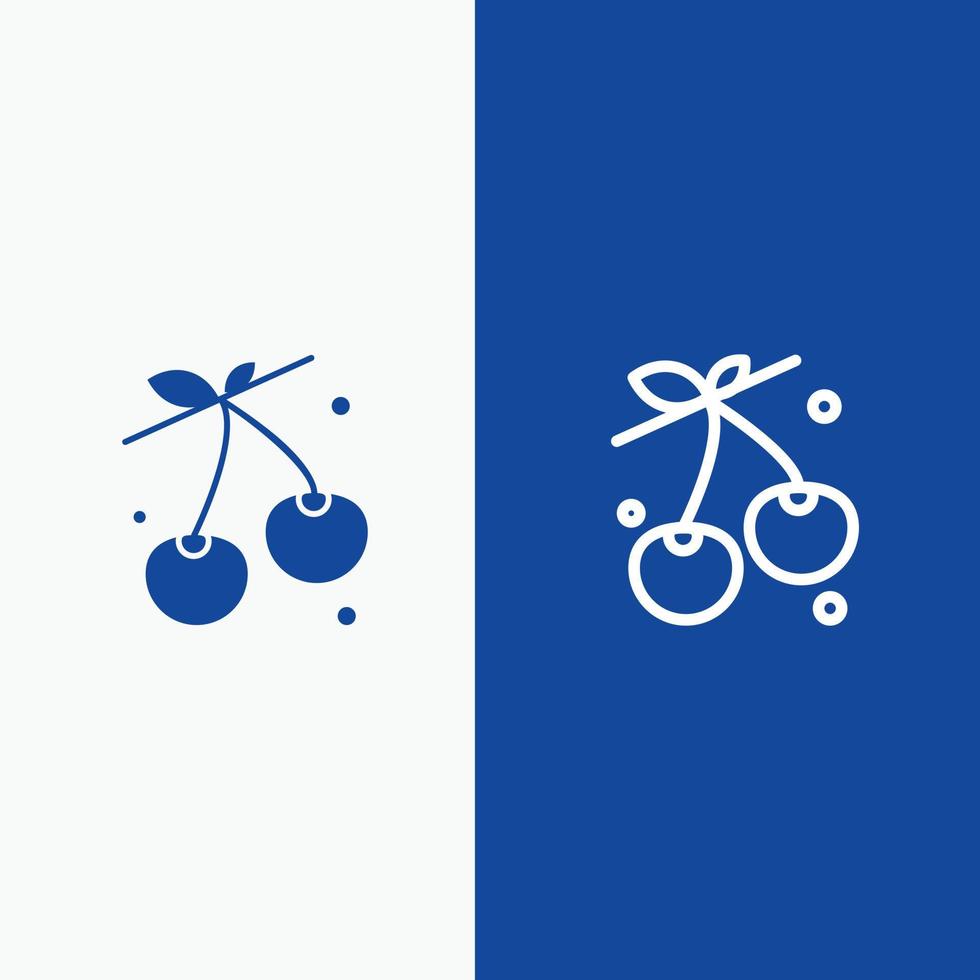 berry cherry food printemps ligne et glyphe icône solide bannière bleue ligne et glyphe icône solide bannière bleue vecteur