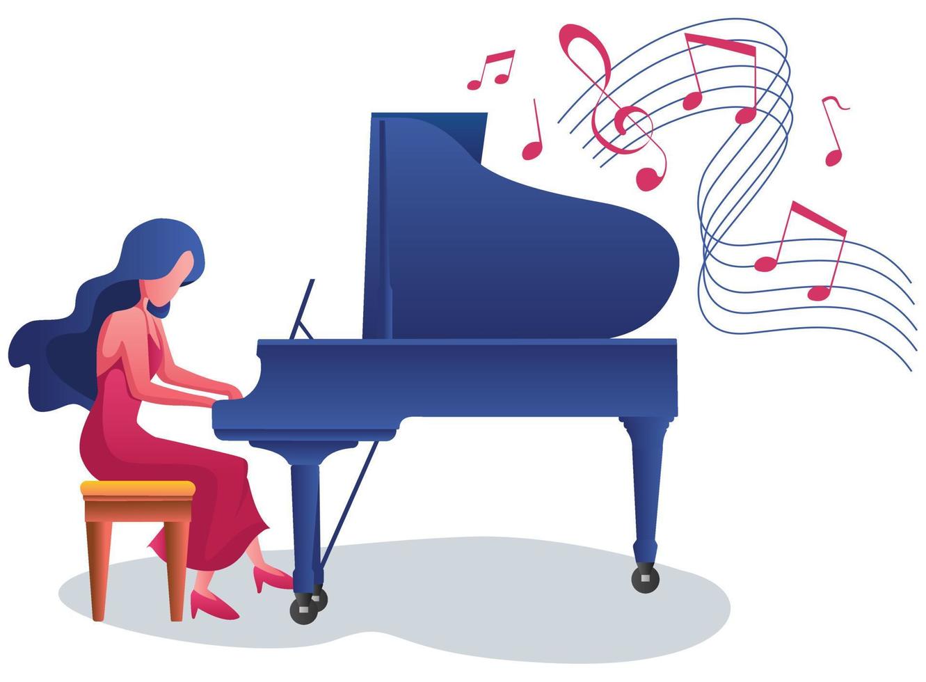 fille de piano sur blanc 13224726 Art vectoriel chez Vecteezy