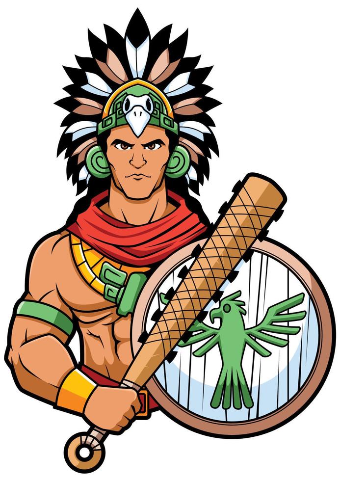 mascotte de guerrier aztèque vecteur
