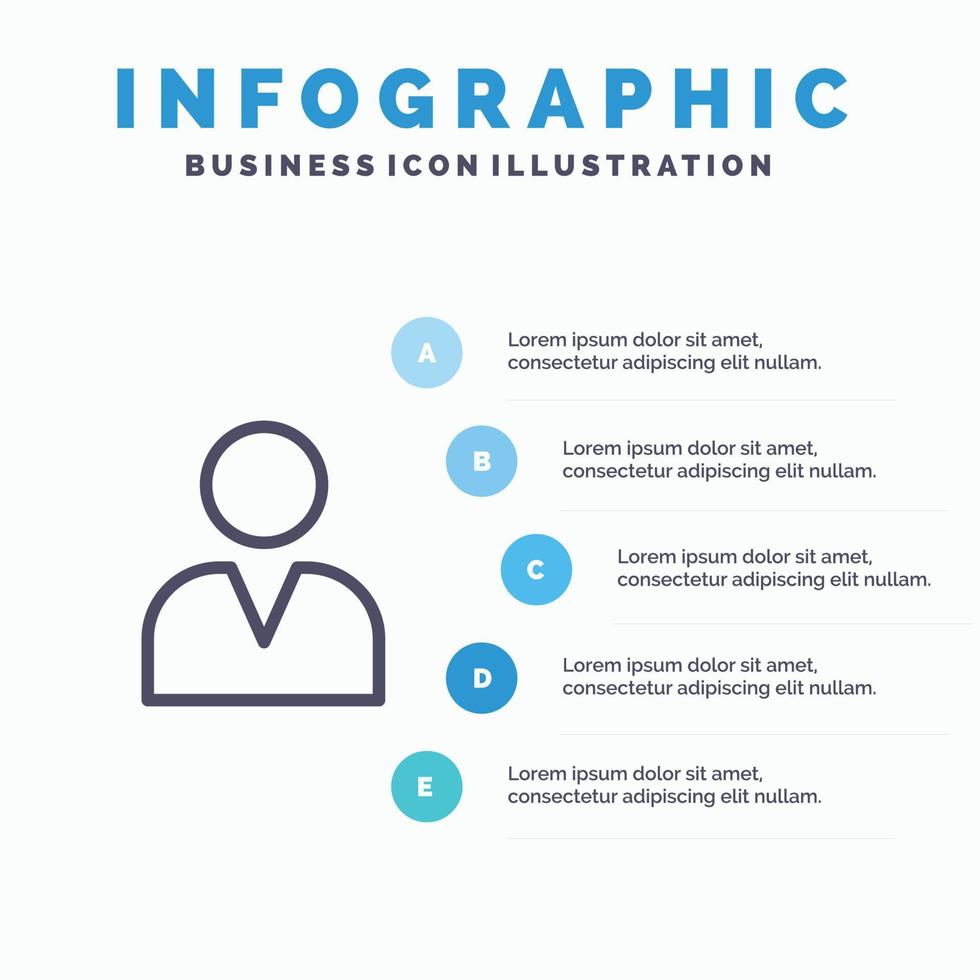 icône de ligne utilisateur administrateur homme avec 5 étapes présentation infographie arrière-plan vecteur