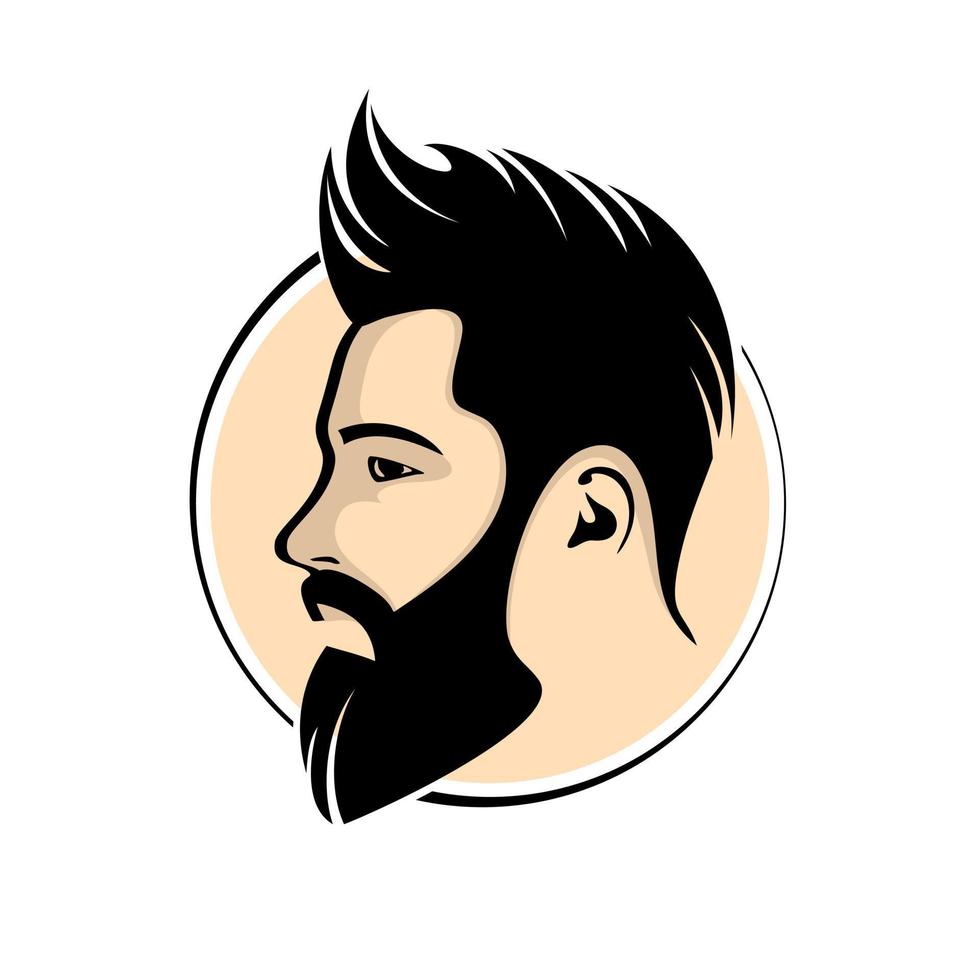 homme barbu pour la création de logo de salon de coiffure vecteur