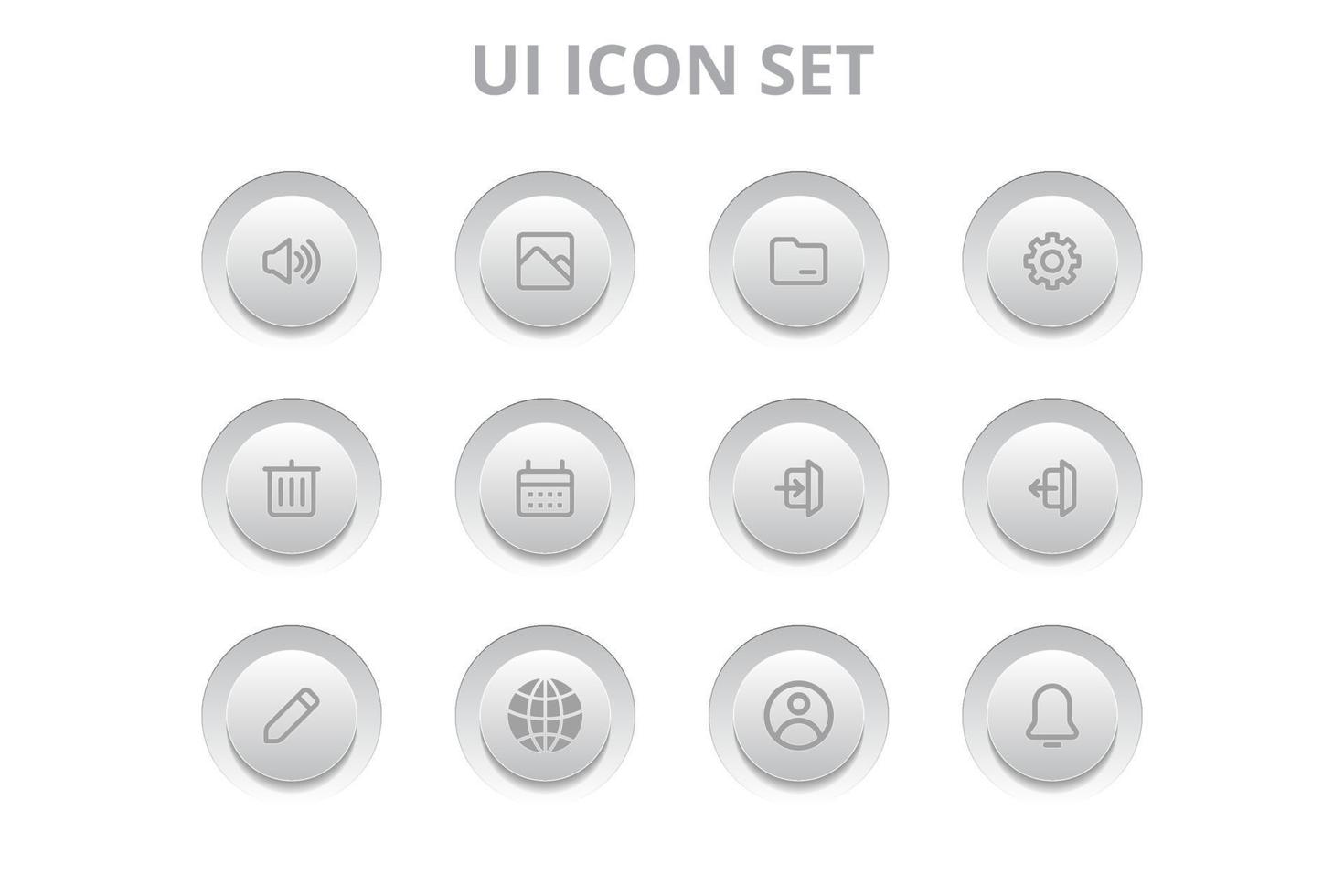 ensemble de vecteur de bouton icône minimal ui