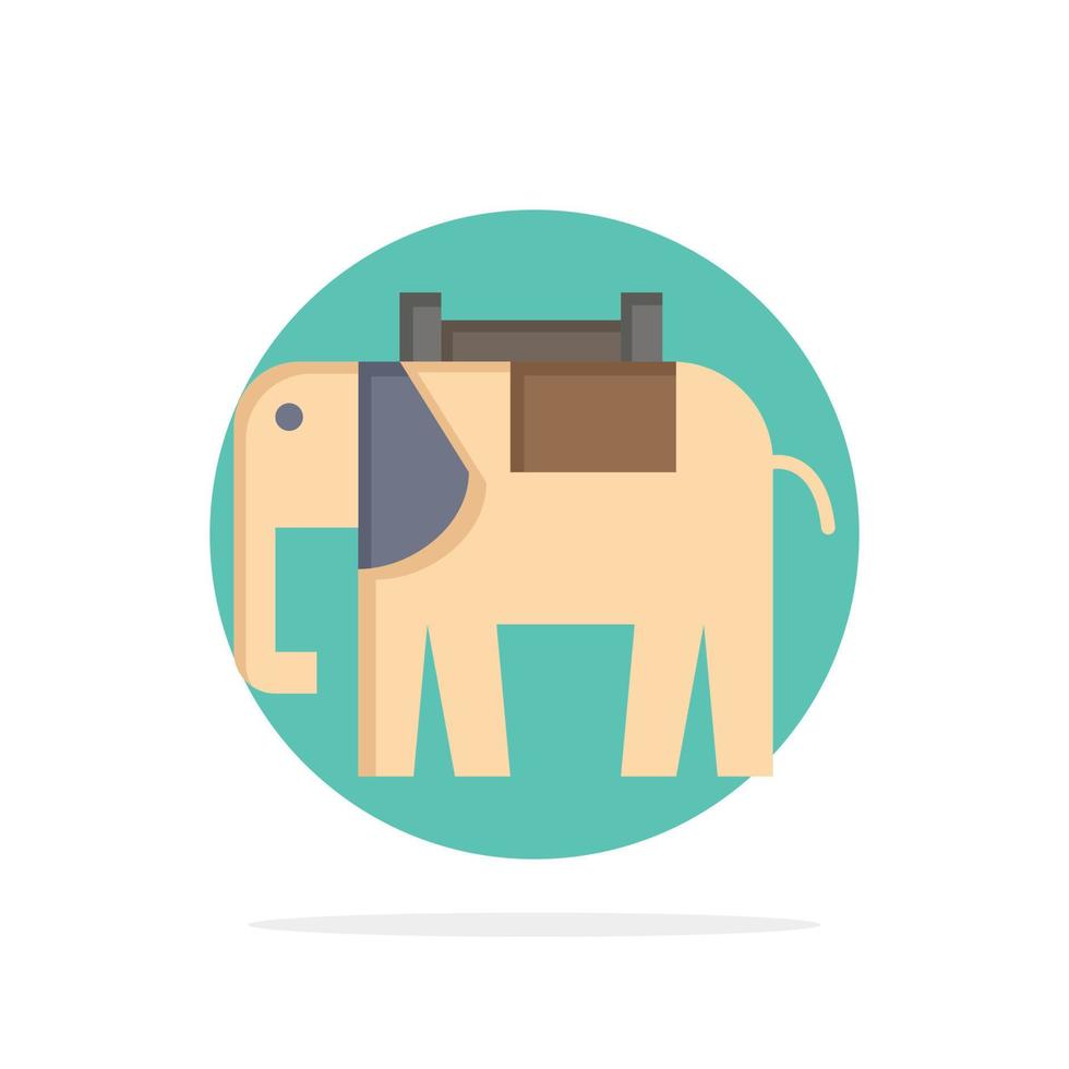 afrique animal éléphant indien abstrait cercle fond plat couleur icône vecteur