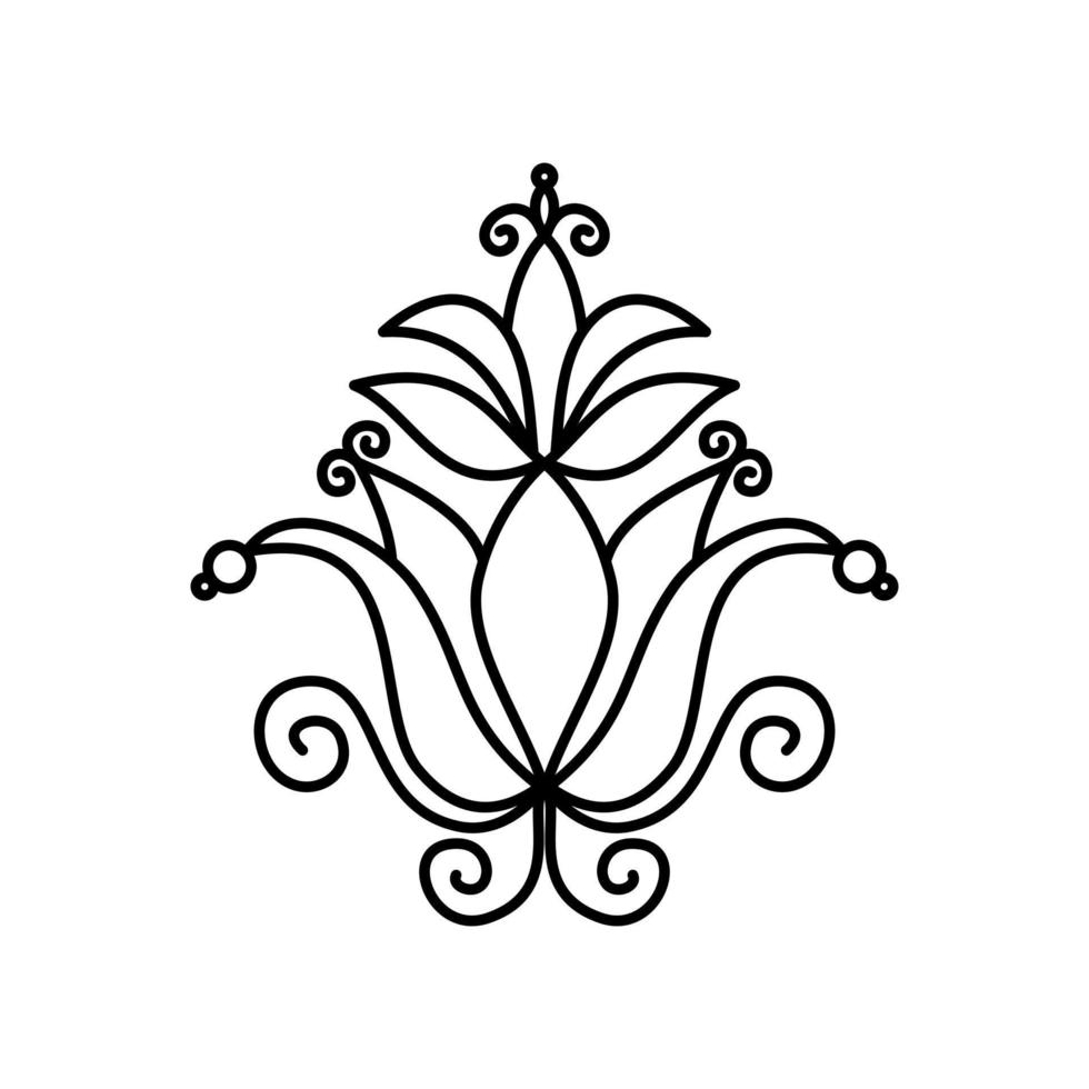 élément symétrique de fleur de style oriental. illustration vectorielle isolée sur blanc vecteur