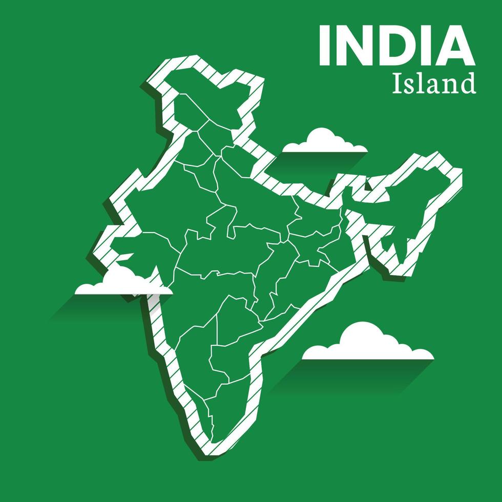 modèle de publication pour la carte vectorielle de l'île de l'inde sur les réseaux sociaux, illustration très détaillée. l'inde en asie du sud. vecteur