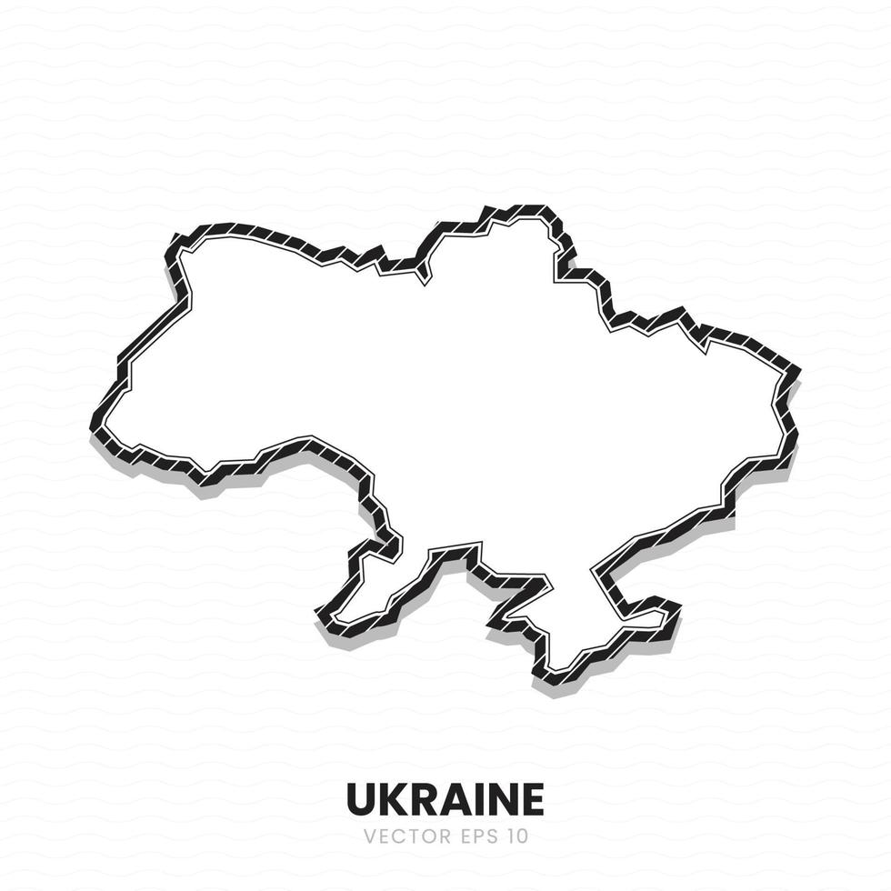 carte de l'île ou du pays de l'ukraine couleur noir et blanc, illustration détaillée de la frontière vectorielle avec un thème mignon pour les enfants. l'ukraine est l'un des pays d'europe. vecteur