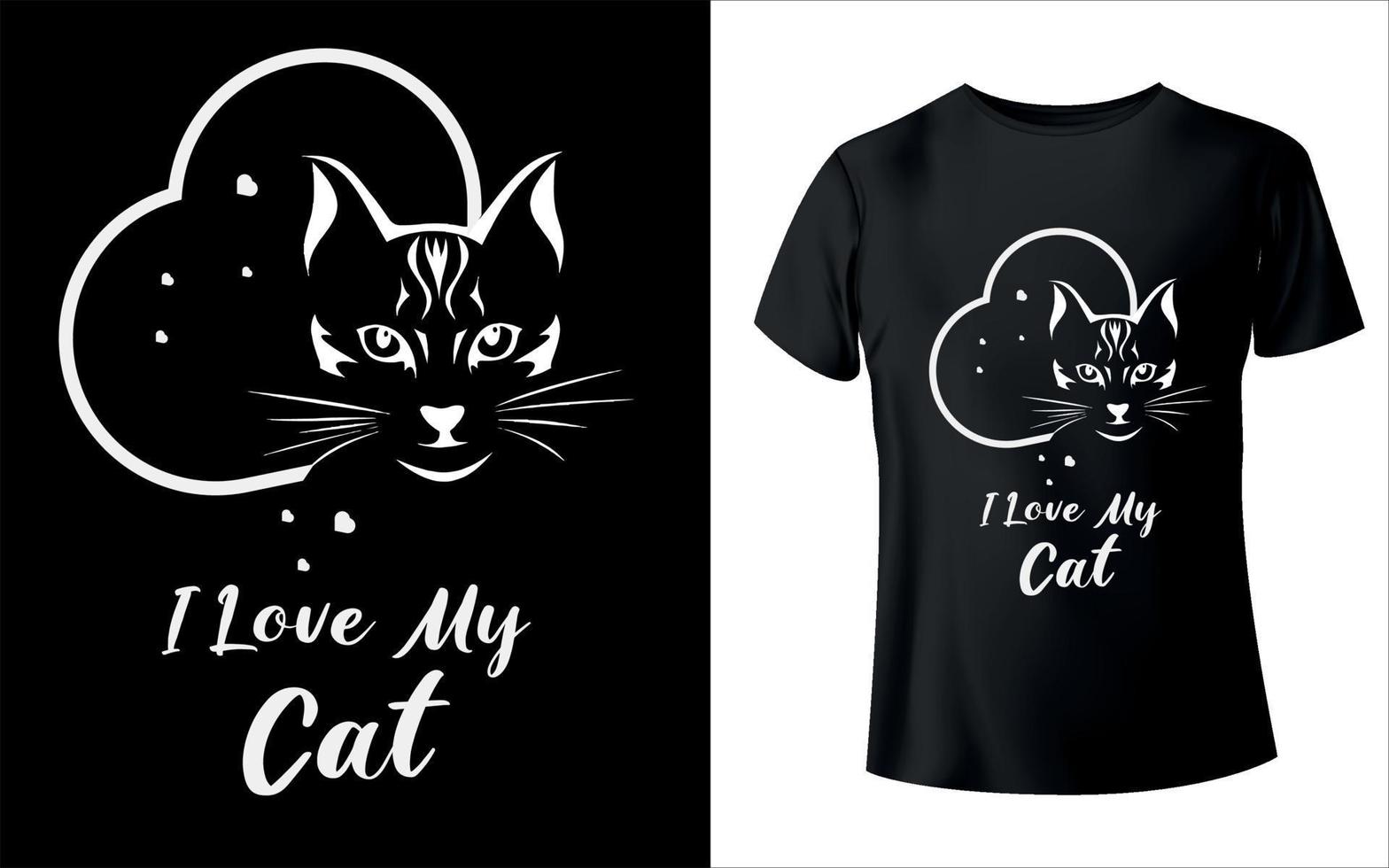 j'aime mon design de t-shirt de typographie de chat vecteur