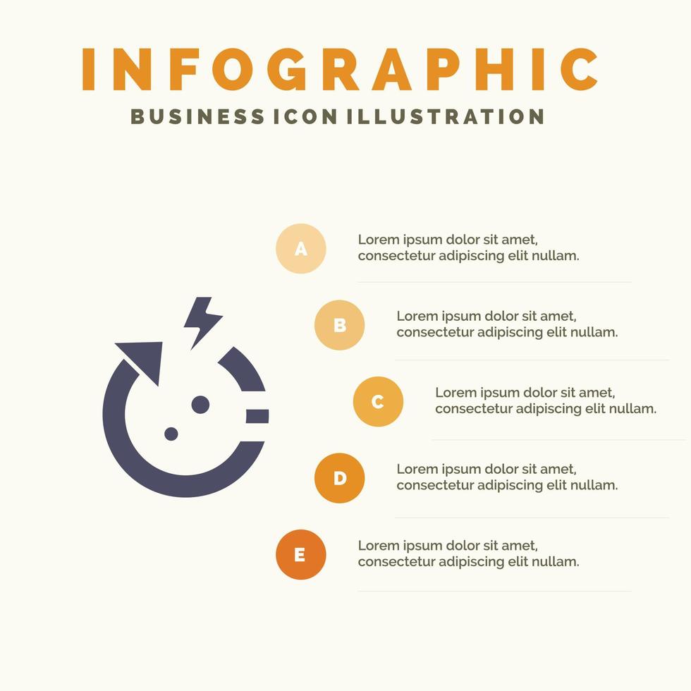 flèche économie d'énergie monde solide icône infographie 5 étapes présentation arrière-plan vecteur