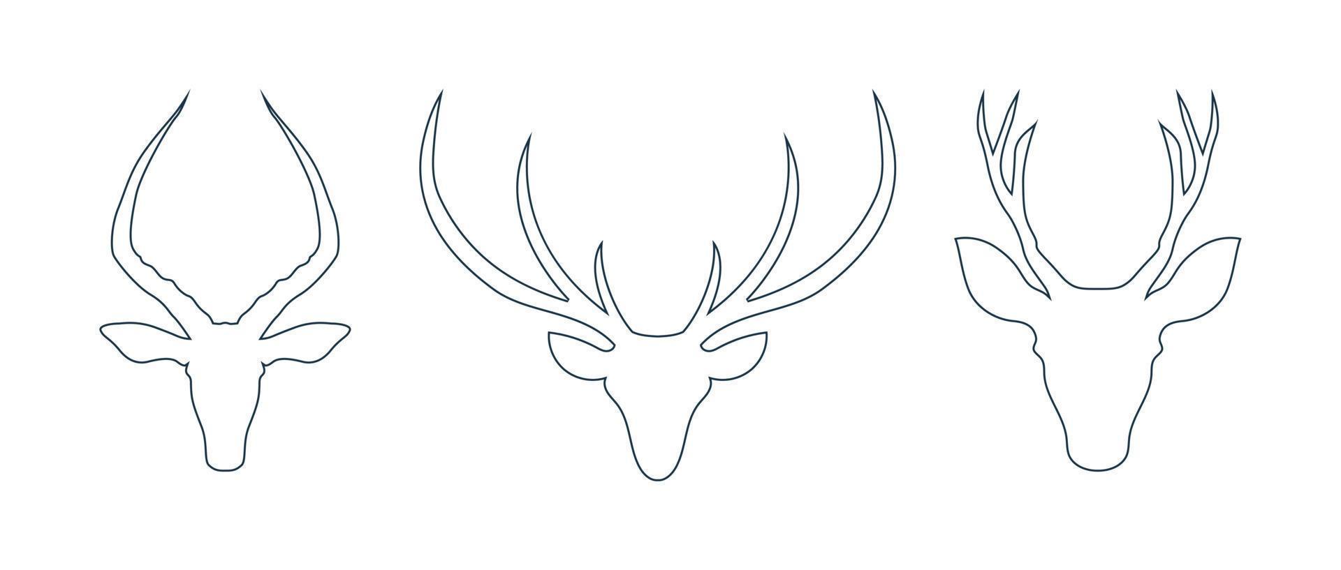 tête de cerf avec grande corne illustration vecteur dessin au trait