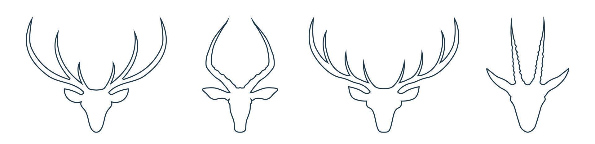 tête de cerf avec grande corne illustration vecteur dessin au trait