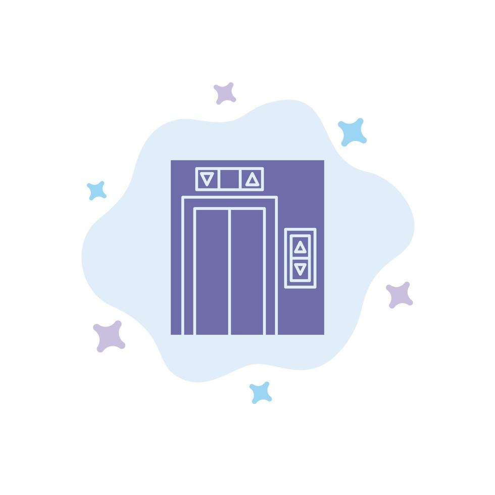 icône bleue de construction de bâtiment d'ascenseur sur le fond abstrait de nuage vecteur