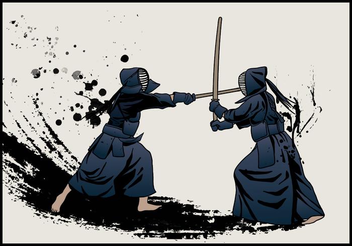 Combat par l'épée kendo vecteur