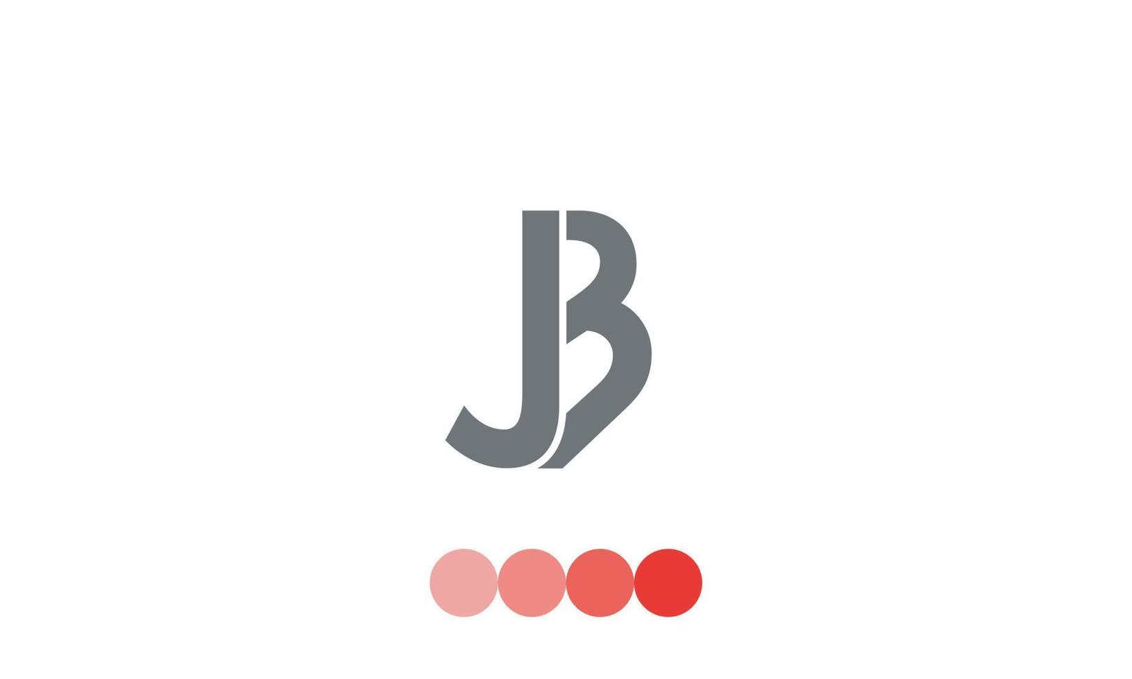 alphabet lettres initiales monogramme logo jb, bj, j et b vecteur