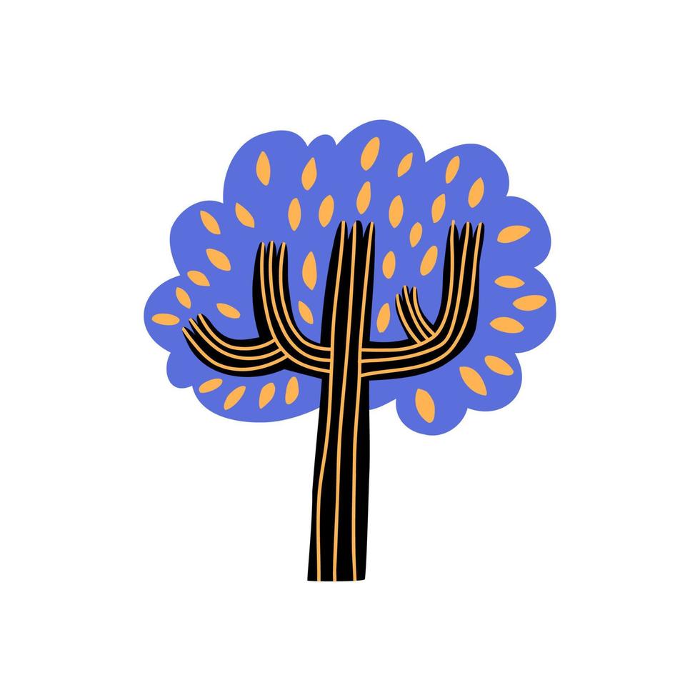 arbre dessiné à la main dans un style plat. illustration vectorielle pour enfants. vecteur