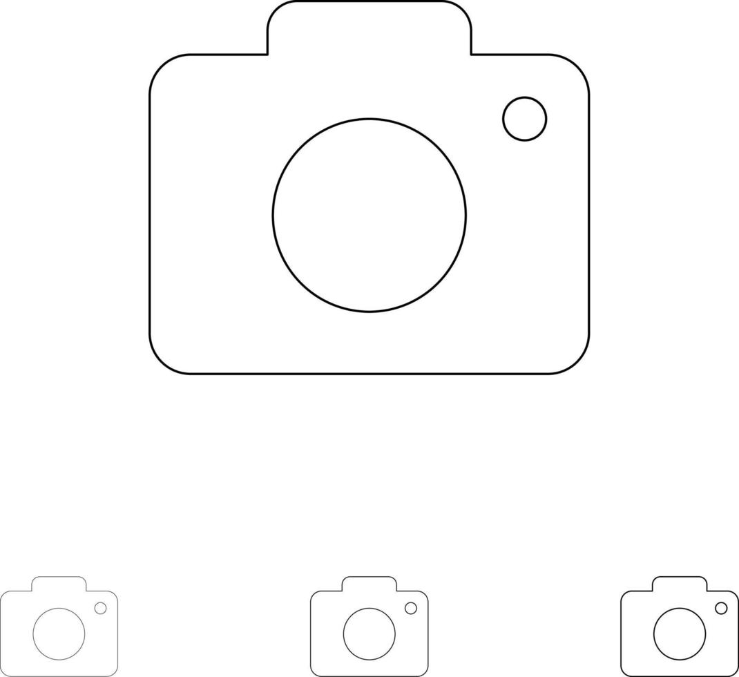 image twitter image caméra jeu d'icônes de ligne noire audacieuse et mince vecteur