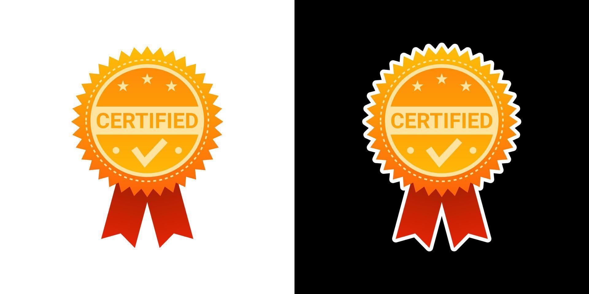 icône certifiée ruban badge icône or. signe de logo de symbole simple moderne. vecteur